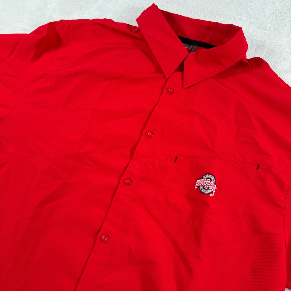 Nike Team‎ Ohio State Buckeyes Red Short Sleeve Button Down Shirt Mens Large